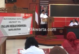 Plt Wali Kota Blitar Santoso Berikan Sambutan Dalam Acara Muskot Ke 7 PMI Kota Blitar 