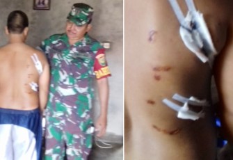 Babinsa Koramil 407-02/Tp Pelda Bahusni saat mengunjungi dTakdir