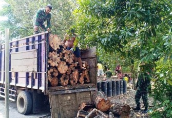Kayu Bakar Mulai Masuk ke Titik-titik Pengaspalan Jalan TMMD Pekalongan