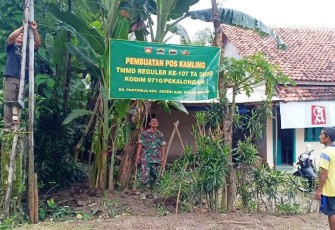 TNI Pekalongan Bangun Pos Jaga di Perbatasan Desa Pantirejo-Sidosari