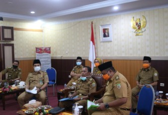 Hamka Sabri pada Video Conference di ruang VIP Pola Provinsi Bengkulu