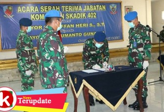 Acara serah terima jabatan (sertijab) Komandan Skadron Pendidikan (Danskadik) 402 Lanud Adi Soemarmo di Gedung Grha Dirgantara Lanud Adi Soemarmo. (Foto Istimewa).
