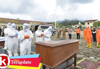 Bupati dan Kapolres Pesawaran Simulasikan Pemakaman Jenazah Covid-19