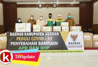 Baznas Asahan Serahkan Bantuan APD dan BHP Kepada Gugus Tugas Covid-19 Asahan