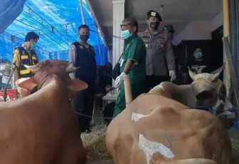 Tim gabungan menggelar cek kesehatan hewan kurban di wilayah Kecamatan Laweyan Kota Solo Jawa Tengah.