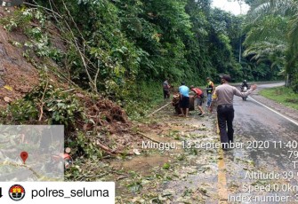 Warga dan Polisi Gotong Royong Singkirkan Pohon Tumbang Tutup Badan Jalan 