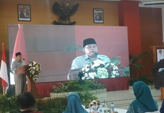 Walikota Blitar Santoso Sampaikan Sambutan Pengarahan di Musrenbang RKPD Kota Blitar Tahun 2022 ( foto : Faisal NR / Klikwarta.com) 