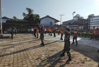Jalin Kekompakan, Koramil 1016-05/Tumbang Jutuh Laksanakan Senam Bersama