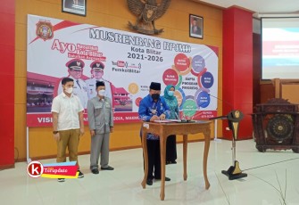 Walikota Blitar Santoso di Acara Pembukaan Musrenbang RPJMD Kota Blitar Tahun 2021-2026 (foto : Faisal NR / Klikwarta.com Blitar)