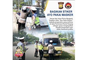 Polres Bengkulu Bagikan Stiker Imbauan 'Ayo Pakai Masker'