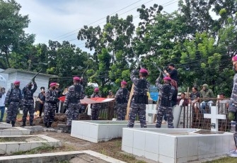 Prajurit Yonmarhanlan VIII Bitung Laksanakan Pemakaman Secara Militer Salah Satu Prajurit Terbaik Korps Marinir