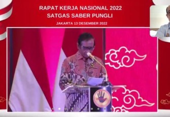 Rapat Koordinasi Satuan Tugas Saber Pungli Provinsi Aceh, Selasa (13/12/2022) secara virtual.