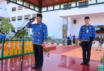Upacara Peringatan Hari Ulang Tahun (HUT) Korps Pegawai Republik Indonesia (KORPRI) Provinsi Kepri ke-51 tahun 2022 di Lapangan Apel Kantor Gubernur Kepri, Dompak, Selasa (29/11).