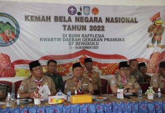 Rapat Pembahasan Persiapan Kemah Bela Negara bersama Kwartir Nasional secara virtual, di Kwarda Bengkulu, Kamis (8/9).