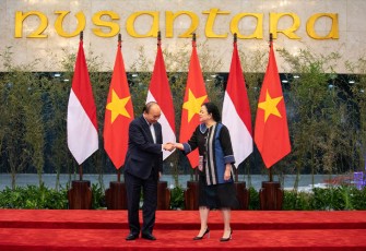 Ketua DPR RI Puan Maharani saat menerima kunjungan Presiden Vietnam Nguyen Xuan Phuc di Gedung DPR, Senayan, Jakarta, Kamis (22/12/2022).