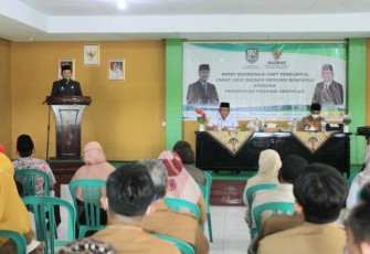 Sekda Hamka Sabri, saat membuka Rakor Unit Pengumpulan Zakat (UPZ), di Aula Baznas Provinsi Bengkulu, Senin (21/3). 