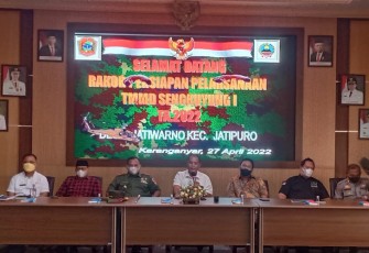 Rapat koordinasi persiapan pelaksanaan TMMD Sengkuyung Tahap I TA 2022, Rabu (27/4/2022).