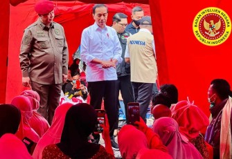 Presiden RI Ir H Joko Widodo saat berkunjung ke Posko BIN