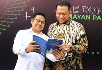 Ketua MPR RI Bambang Soesatyo (kanan) saat bersama Wakil Ketua DPR RI sekaligus Ketua Umum PKB Muhaimin Iskandar.