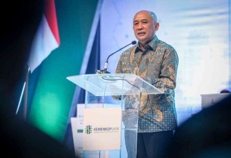 Menteri Teten saat memberikan sambutan acara Temu Bisnis di Jakarta. Rabu (27/4/2022)