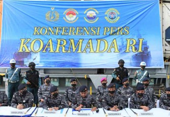 Pangkoarmada RI saat memberikan keterangan pers di Jakarta, Jum'at (06/05/2022)