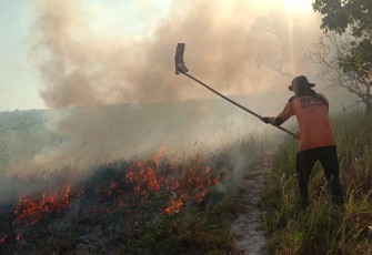 Kebakaran lahan di Kabupaten Sukamara provinsi Kalimantan Tengah. Minggu (08/05/2022)