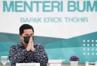 Menteri BUMN saat acara apresiasi mitra BUMN Champions 2022 di graha Pertamina Jakarta. Senin (09/05/2022)