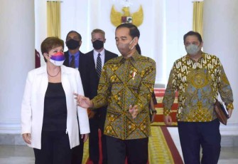 Presiden Joko Widodo saat menerima delegasi IMF di Istana Bogor