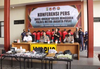 Polres Metro Jakarta Pusat saat press release ungkap kasus narkoba 