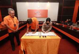 Perjanjian kerjasama Polda Jatim bersama PT Pos Indonesia, Selasa (27/9)