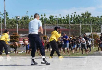 Senam aerobik warga binaan pemasyarakatan Lapas Cilegon. Selasa (4/10)