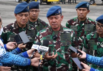 Pangkoopsud I Marsda TNI Bambang Gunarto saat keterangan pers di Lanud ATS, Bogor, Jum'at (2/12)