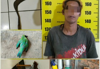 Pelaku JW, beserta barang bukti