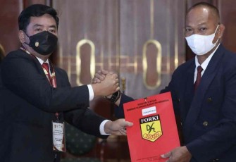 Menteri ATR/BPN saat acara pelantikan 17 Pengprov PB Forki