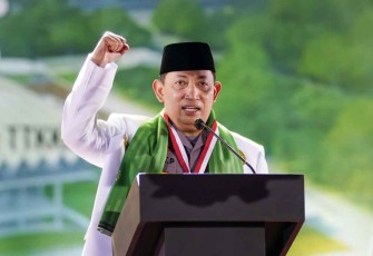 Kapolri saat memberikan sambutan di acara Tradisi Keceran, Sabtu (8/10)