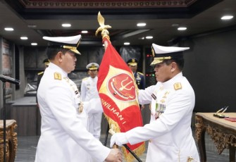 Panglima TNI Laksamana Yudo Margono saat menerima penyerahan jabatan Pangkogabwilhan I di Subden Mabes TNI Jakarta, Rabu (28/12)