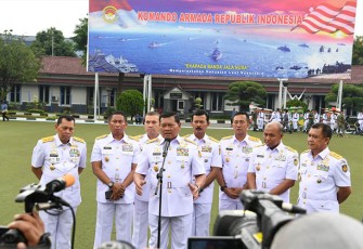 Laksamana TNI Yudo Margono saat temui awak media