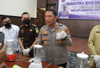 Polres Aceh Timur saat Musnahkan BB Sabu 1 Kg