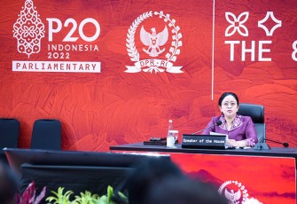 Puan saat menutup P20 Summit di Gedung DPR, Kompleks Parlemen, Senayan, Jakarta, Jumat (7/10/2022).