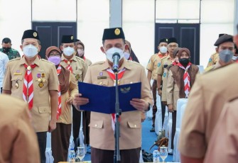 Gubernur Ansar saat Lantik Ketua dan Pengurus Mabicab Serta Ketua dan Pengurus Kwarcab Gerakan Pramuka Bintan 2022-2027
