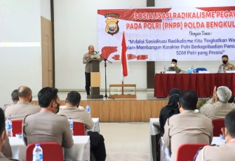Kapolda Bengkulu Irjen Pol Drs Agung Wicaksono, M.Si, pagi hari ini Selasa (30/08) saat membuka acara Sosialisasi Radikalisme Pegawai Negeri Pada Polri (PPP) Polda Bengkulu tahun 2022.