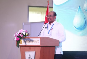 Dirjen Adwil Kemendagri Safrizal ZA saat memberikan laporan dalam acara pembukaan ITE 2022 di Hall A Jakarta Convention Center (JCC), Jakarta, Rabu (5/10/2022).