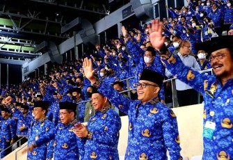 Upacara HUT Korpri ke-51 di Istora Senayan, Selasa (29/11/2022).