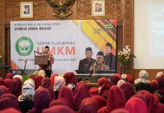 Asisten Deputi Pengembangan SDM Perkoperasian dan Jabatan Fungsional Deputi Bidang Perkoperasian KemenKopUKM Nasrun Siagian dalam Silaturahmi UMKM Kota dan Kabupaten Sukabumi, Sabtu (17/9).
