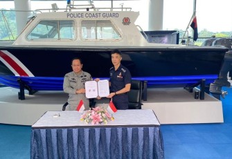 Bakamla RI saat pertemuan dengan Singapore Police Coast Guard, di Markas SPCG, Singapura, Senin (31/7/2023)