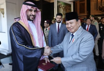 Menhan Prabowo saat Terima Kunjungan Resmi Menhan Arab Saudi