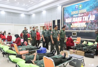 Kodam XII/Tanjungpura menggelar kegiatan bakti sosial donor darah bertempat di Aula Sudirman, Makodam XII/Tpr. Kegiatan ini dilaksanakan dalam rangka memperingati Hari Juang TNI Angkatan Darat tahun 2023