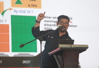 Mentan SYL pada acara Social Creative Coffee Expo di Makassar, Minggu (12/3/2023).