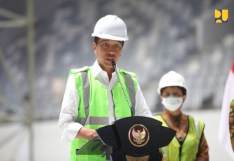 Presiden Joko Widodo saat Topping Off IMS GBK di Jakarta, Jum'at (13/1)