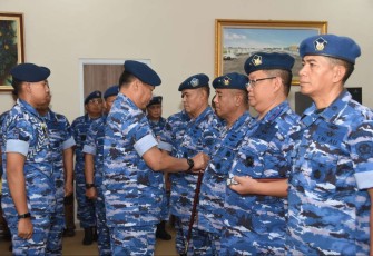 Dankoharmatau Marsda TNI Bambang Triono saat sertijab